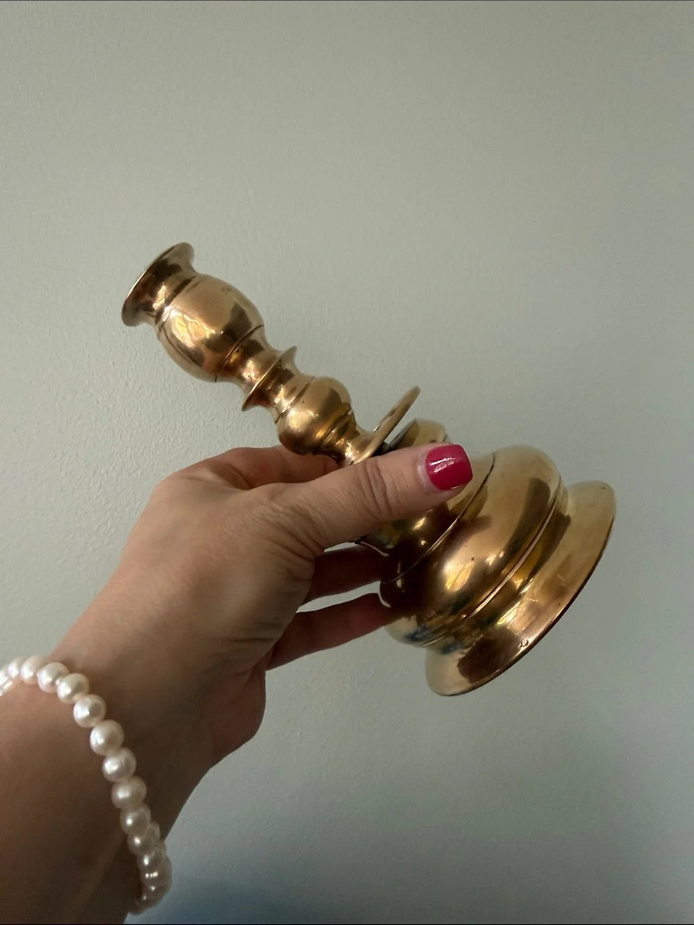 Vintage Solid Brass Tiered Baluster Stem Candlestick Holder 7”